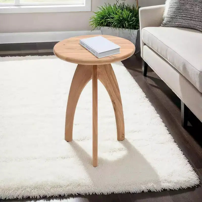 Table d'appoint en bois massif incurvée, style Space Age et Mid-Century Modern