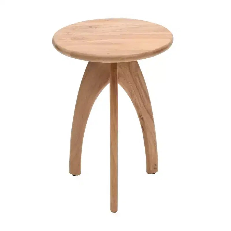 Table d'appoint en bois massif incurvée, style Space Age et Mid-Century Modern