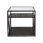 Table d'appoint brun grès avec patine gris poussière — défaut de fabrication