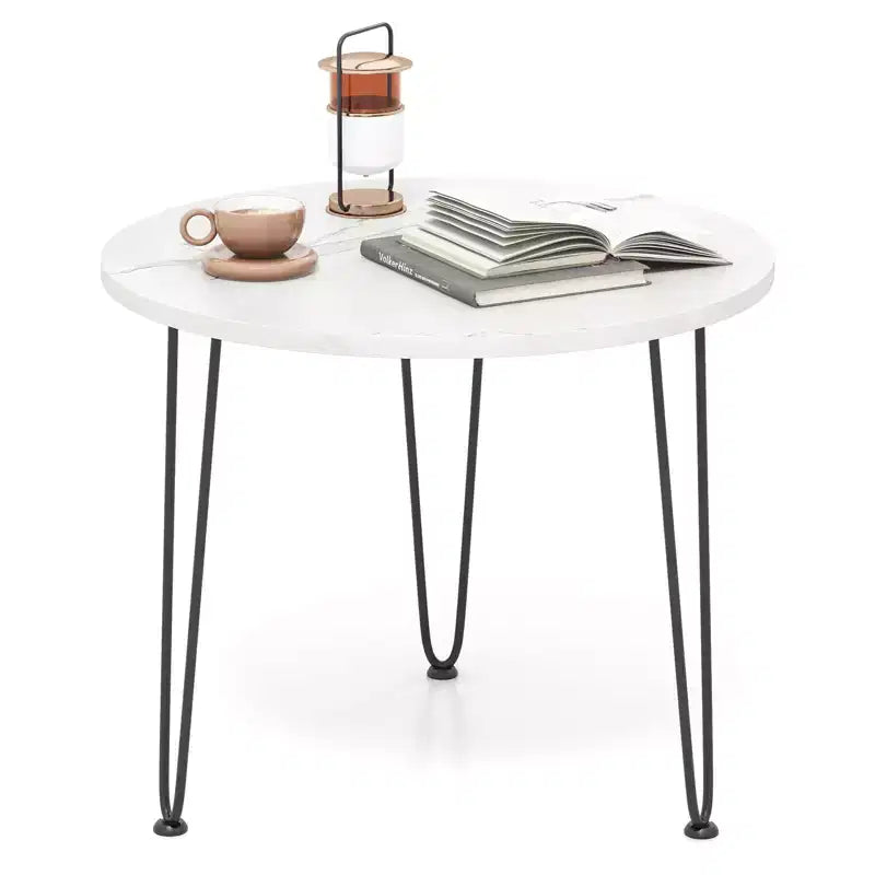 Costway Faux Marble Coffee Table with Metal Legs for Living Room Office White