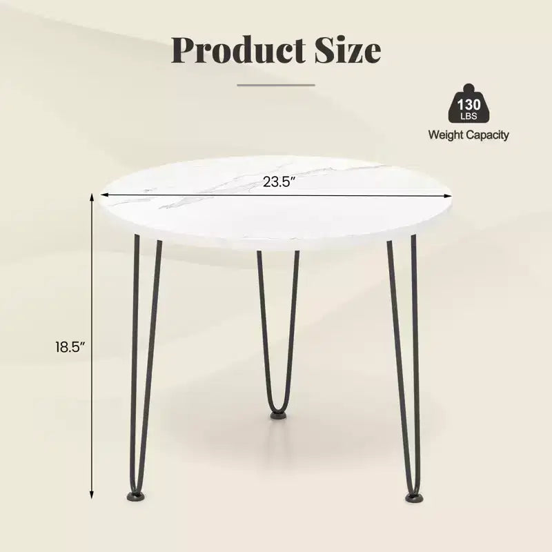 Table basse effet marbre avec pieds en métal pour salon bureau blanc