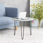 Table basse effet marbre avec pieds en métal pour salon bureau blanc