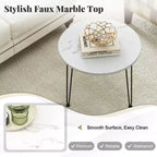 Table basse effet marbre avec pieds en métal pour salon bureau blanc