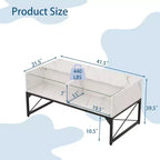 Table basse LED avec 4 cubes de rangement Plateau en simili-marbre et verre trempé pour salon Blanc