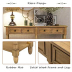 Table console étroite vintage avec rangement, table d'entrée en bois avec 4 tiroirs et étagère ouverte, table de canapé rétro pour salon et couloir