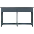 Table console étroite vintage avec rangement, table d'entrée en bois avec 4 tiroirs et étagère ouverte, table de canapé rétro pour salon et couloir
