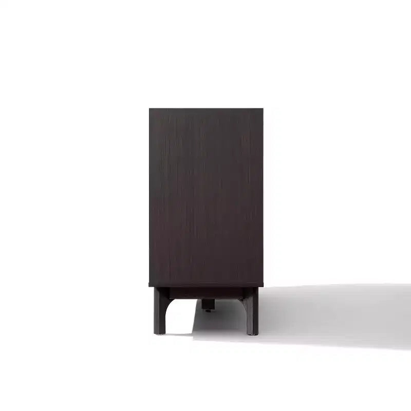 Buffet wengé avec 3 portes, côtés relevés, plateau aspect marbre, bois manufacturé