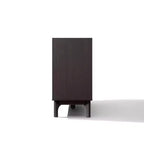 Buffet wengé avec 3 portes, côtés relevés, plateau aspect marbre, bois manufacturé