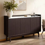 Buffet wengé avec 3 portes, côtés relevés, plateau aspect marbre, bois manufacturé