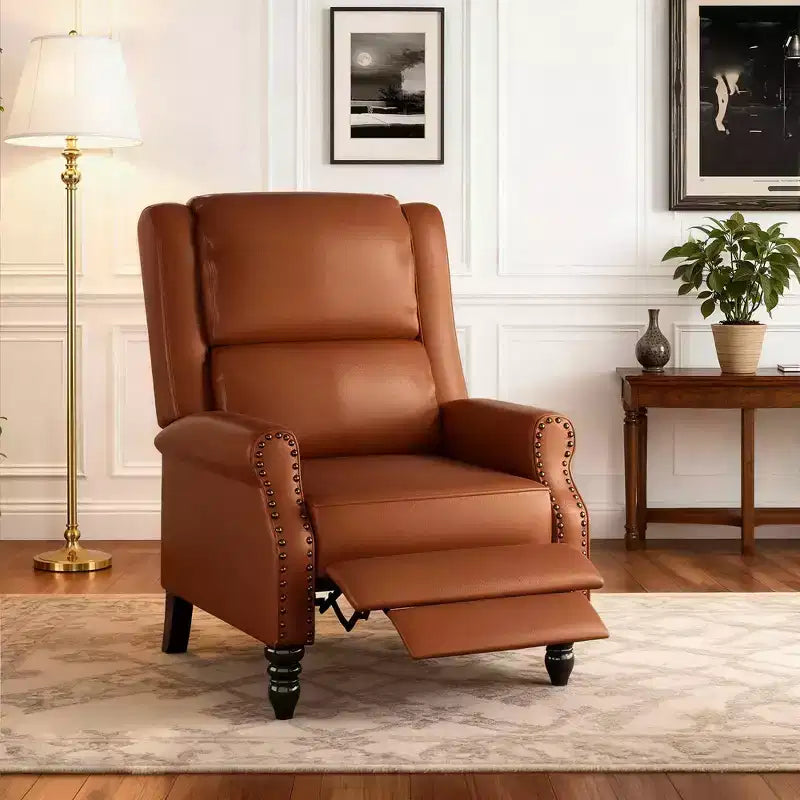 Fauteuil inclinable marron whisky en similicuir, design ergonomique pour salon, chambre et camping-car