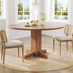 Table à manger ronde de 47 pouces pour 4 personnes, table de cuisine en bois de style ferme, table de dîner circulaire pour cuisine, salon, salle à manger