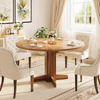 Table à manger ronde de 47 pouces pour 4 personnes, table de cuisine en bois de style ferme, table de dîner circulaire pour cuisine, salon, salle à manger