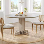 Table à manger ronde de 47 pouces pour 4 personnes, table de cuisine en bois de style ferme, table de dîner circulaire pour cuisine, salon, salle à manger
