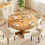 Table à manger ronde de 47 pouces pour 4 personnes, table de cuisine en bois de style ferme, table de dîner circulaire pour cuisine, salon, salle à manger