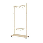 Porte-manteau en bois peu encombrant avec 6 patères en bois, porte-manteau autoportant avec étagère réglable et roulettes, porte-manteau pour salon, vieux pin