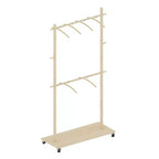 Porte-manteau en bois peu encombrant avec 6 patères en bois, porte-manteau autoportant avec étagère réglable et roulettes, porte-manteau pour salon, vieux pin