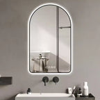 32 x 60 inch Multifunctional Arched LED Bathroom Vanity Mirrors with Three Color Temperatures for over Sink Black Frame