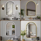 Miroirs de salle de bain LED multifonctionnels arqués 32 x 60 pouces avec trois températures de couleur pour lavabo, cadre noir