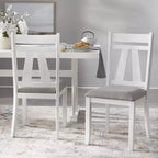 Lifestorey Set of 2 Miller Dining Chairs White : Upholstered High Back, Rubberwood Frame, Foam Filled