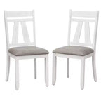 Lot de 2 chaises de salle à manger blanches : Dossier haut rembourré, cadre en bois d'hévéa, garnissage en mousse