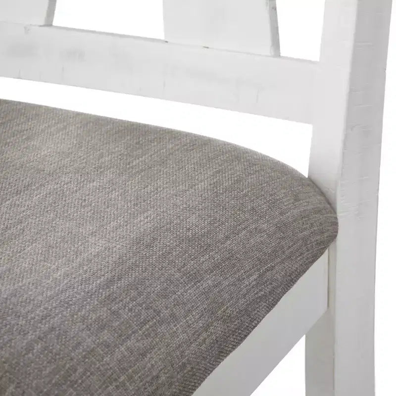 Lot de 2 chaises de salle à manger blanches : Dossier haut rembourré, cadre en bois d'hévéa, garnissage en mousse