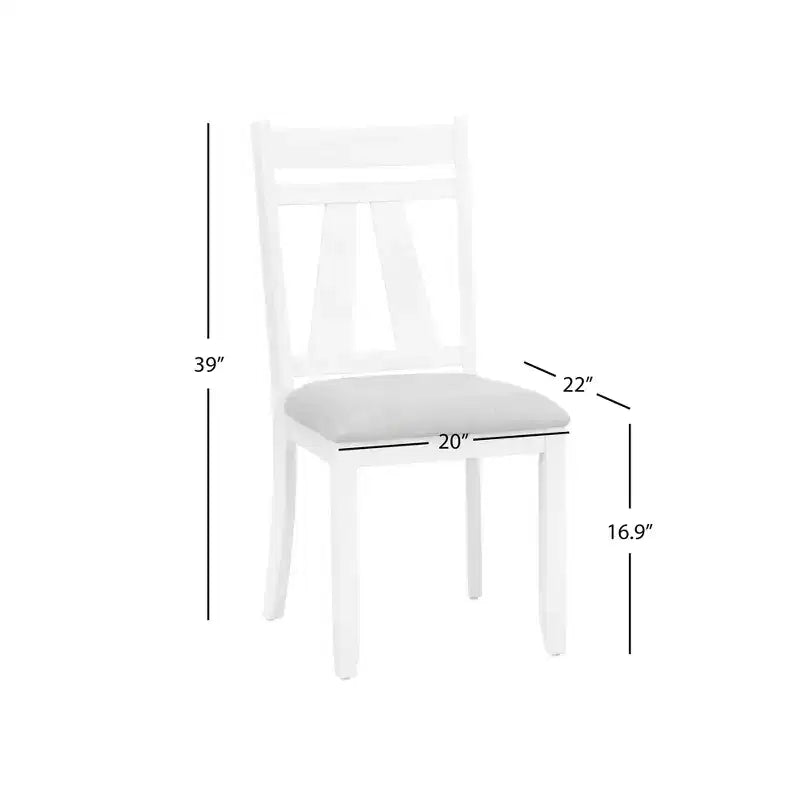 Lot de 2 chaises de salle à manger blanches : Dossier haut rembourré, cadre en bois d'hévéa, garnissage en mousse