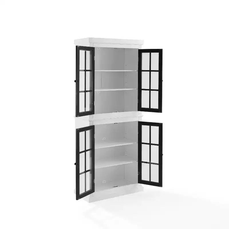 Garde-manger haut Blanc/Noir mat : Étagères réglables, Cadre en MDF, Finition bicolore, Hauteur 183 cm