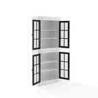 Garde-manger haut Blanc/Noir mat : Étagères réglables, Cadre en MDF, Finition bicolore, Hauteur 183 cm