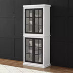 Garde-manger haut Blanc/Noir mat : Étagères réglables, Cadre en MDF, Finition bicolore, Hauteur 183 cm