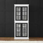 Garde-manger haut Blanc/Noir mat : Étagères réglables, Cadre en MDF, Finition bicolore, Hauteur 183 cm