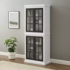 Garde-manger haut Blanc/Noir mat : Étagères réglables, Cadre en MDF, Finition bicolore, Hauteur 183 cm