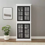 Garde-manger haut Blanc/Noir mat : Étagères réglables, Cadre en MDF, Finition bicolore, Hauteur 183 cm