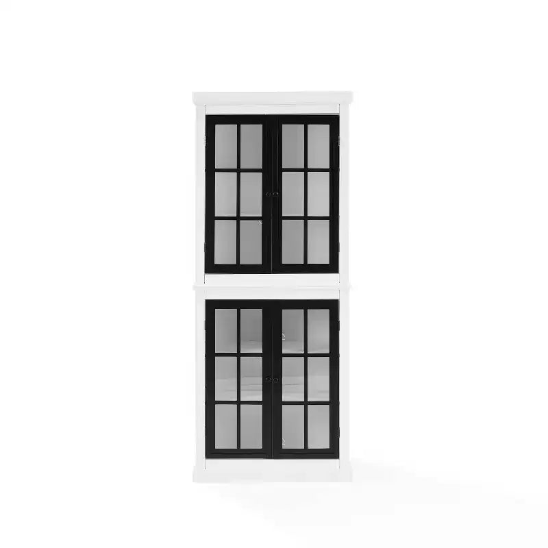 Garde-manger haut Blanc/Noir mat : Étagères réglables, Cadre en MDF, Finition bicolore, Hauteur 183 cm