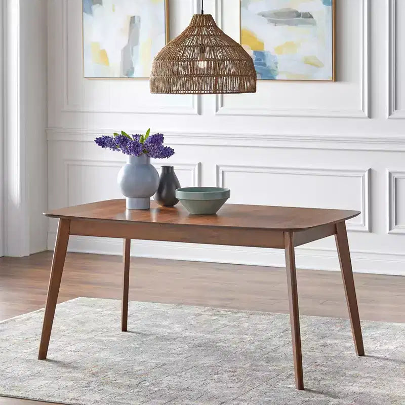 Table à manger rectangulaire extensible en noyer style Mid-Century Modern: Milieu de siècle, 6 places, extensible