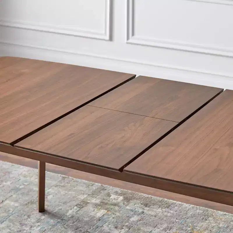 Table à manger rectangulaire extensible en noyer style Mid-Century Modern: Milieu de siècle, 6 places, extensible