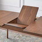 Table à manger rectangulaire extensible en noyer style Mid-Century Modern: Milieu de siècle, 6 places, extensible