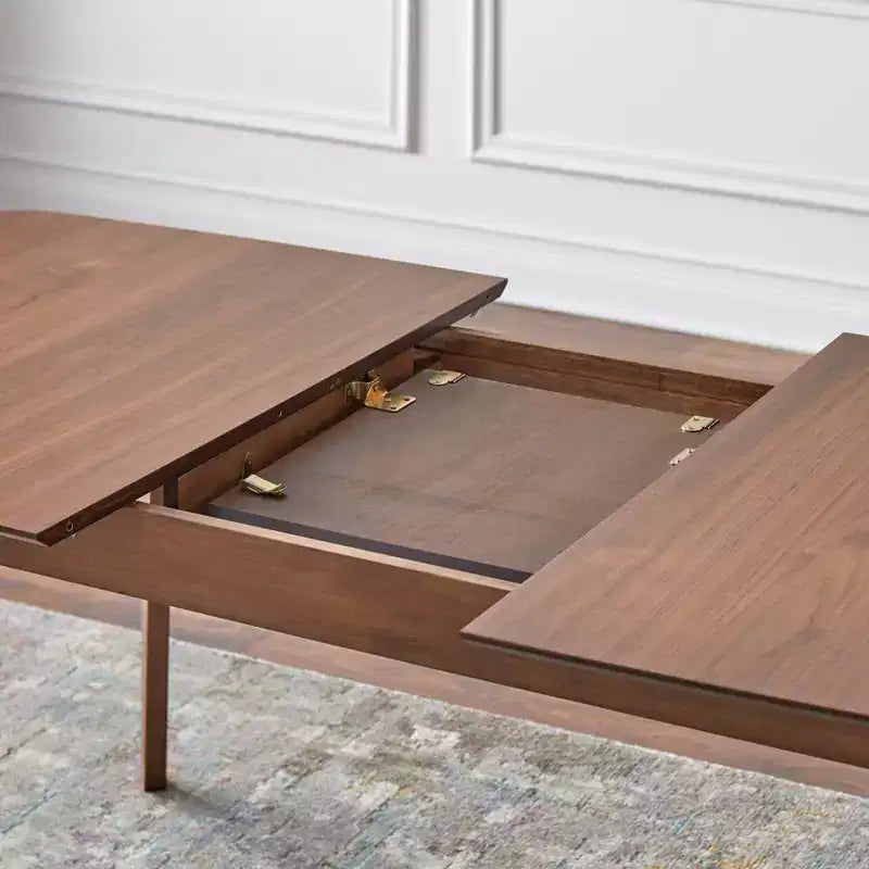 Table à manger rectangulaire extensible en noyer style Mid-Century Modern: Milieu de siècle, 6 places, extensible