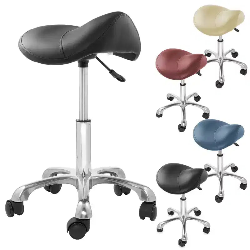 Saloniture Ergonomic Saddle Stool - Adjustable Hydraulic Seat, Rolling Salon Chair with Swivel Wheels