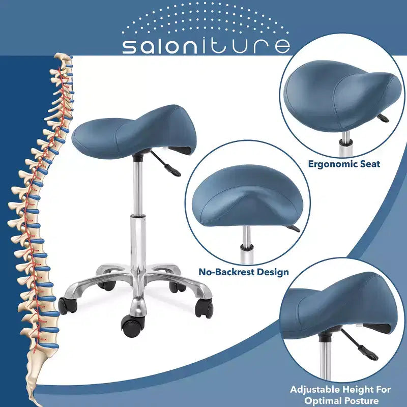 Tabouret ergonomique en forme de selle - Siège hydraulique réglable, Chaise de salon à roulettes pivotantes
