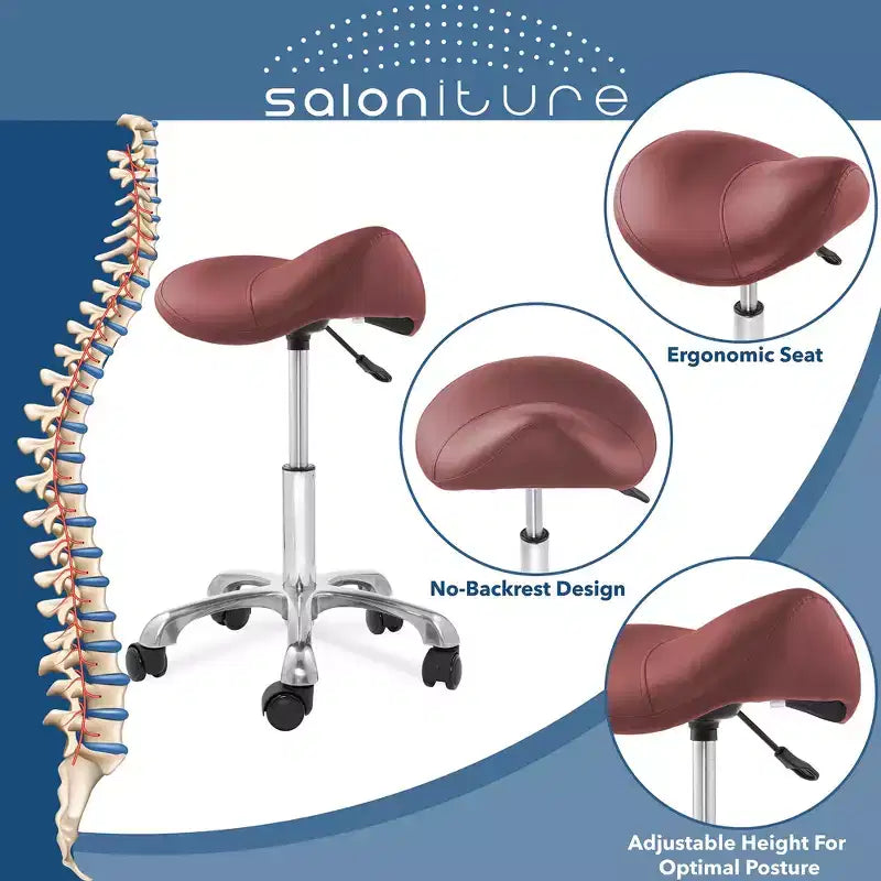 Tabouret ergonomique en forme de selle - Siège hydraulique réglable, Chaise de salon à roulettes pivotantes