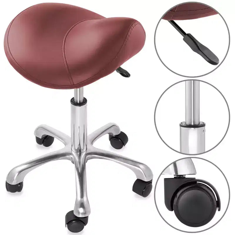 Tabouret ergonomique en forme de selle - Siège hydraulique réglable, Chaise de salon à roulettes pivotantes