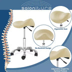 Tabouret ergonomique en forme de selle - Siège hydraulique réglable, Chaise de salon à roulettes pivotantes