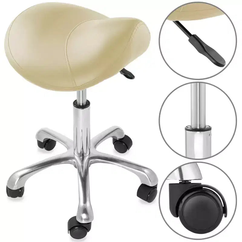 Tabouret ergonomique en forme de selle - Siège hydraulique réglable, Chaise de salon à roulettes pivotantes