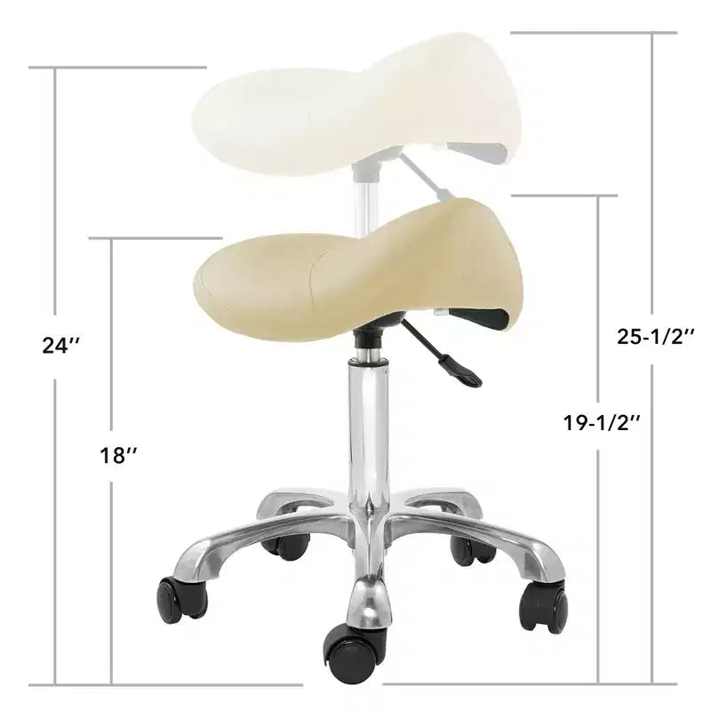 Tabouret ergonomique en forme de selle - Siège hydraulique réglable, Chaise de salon à roulettes pivotantes