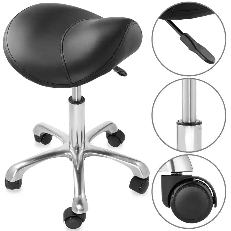 Tabouret ergonomique en forme de selle - Siège hydraulique réglable, Chaise de salon à roulettes pivotantes