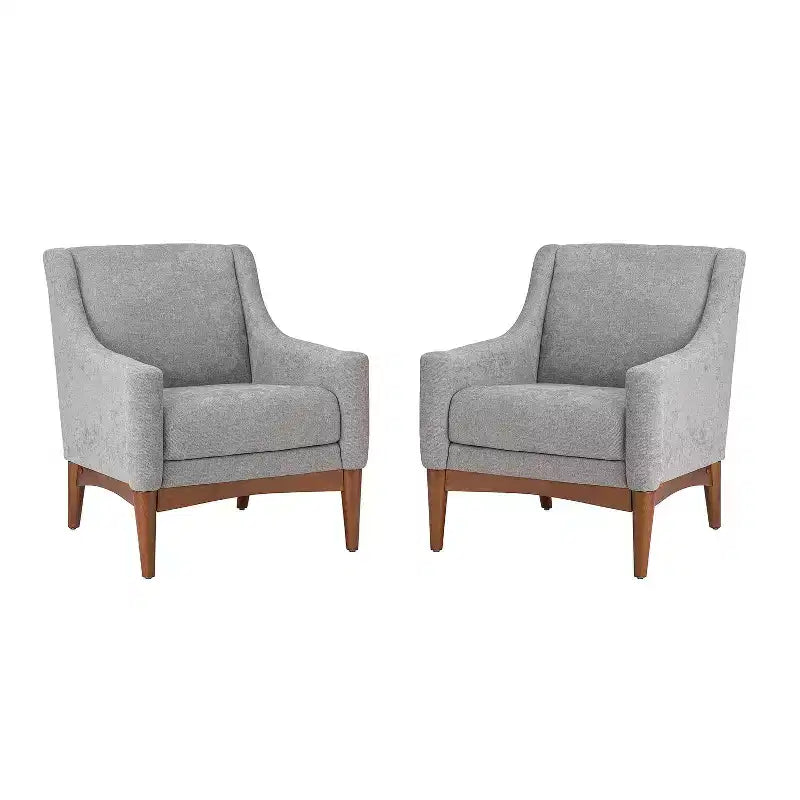 Ensemble de 2 fauteuils de style moderne du milieu du siècle avec accoudoirs inclinés