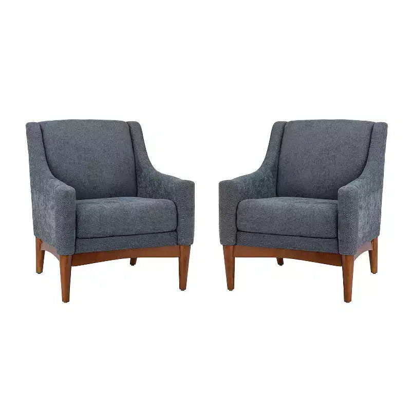 Ensemble de 2 fauteuils de style moderne du milieu du siècle avec accoudoirs inclinés