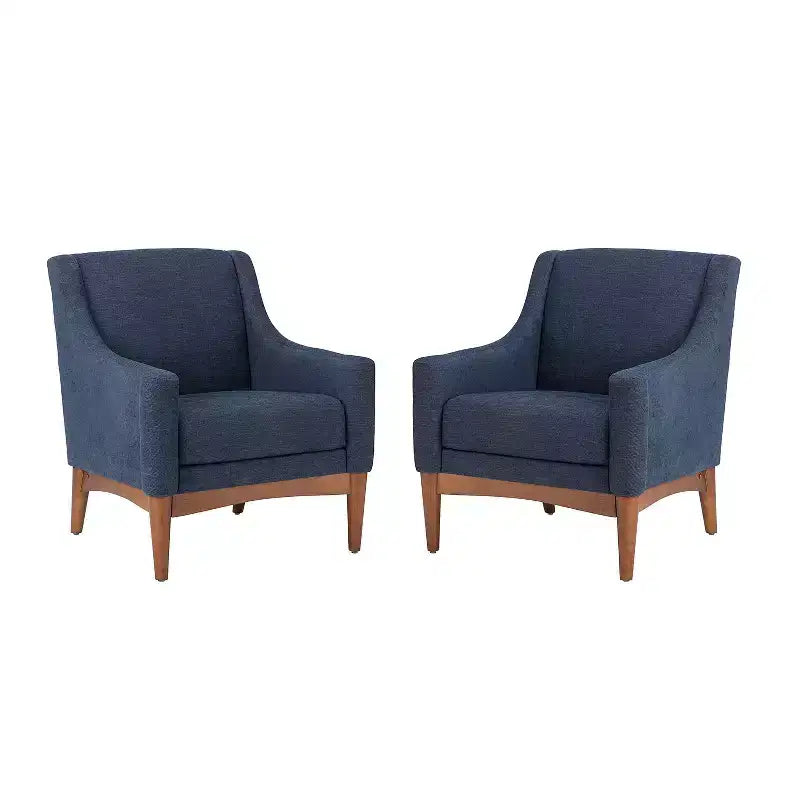 Ensemble de 2 fauteuils de style moderne du milieu du siècle avec accoudoirs inclinés