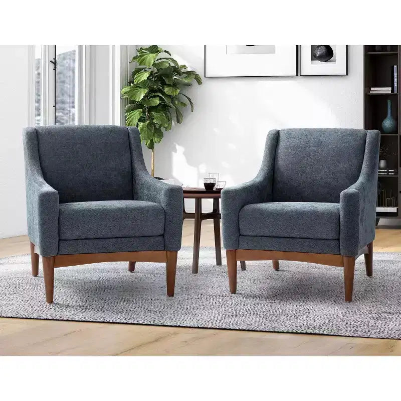 Ensemble de 2 fauteuils de style moderne du milieu du siècle avec accoudoirs inclinés