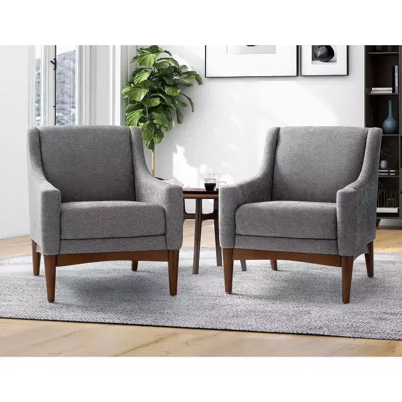 Ensemble de 2 fauteuils de style moderne du milieu du siècle avec accoudoirs inclinés